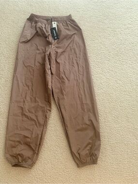 Aritzia Brown Elastic-Waist Casual Jumpsuit Pants